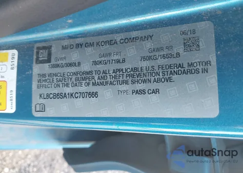 2019 Chevrolet Spark Ls Cvt from USA, damaged, VIN KL8CB6SA1KC707666